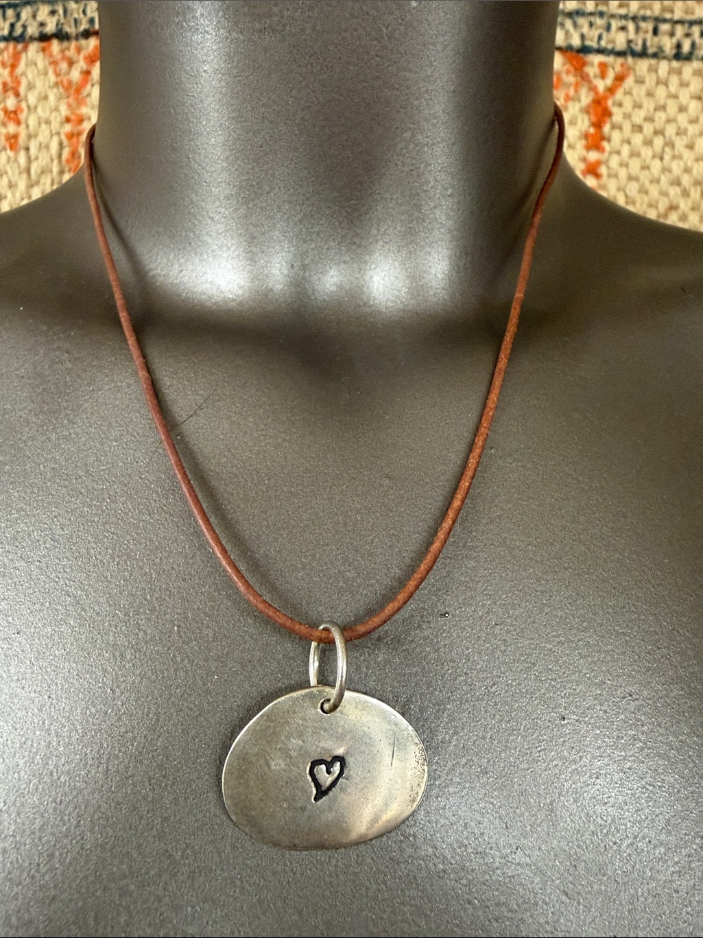 Jes Maharry “Your Heart Is My Heart” Spendant On Leather Cord Necklace. New!